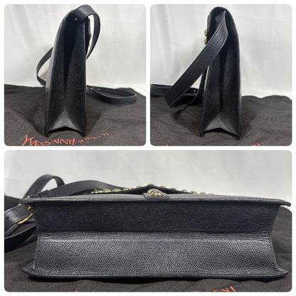 Saint Laurent Shoulder Bag Purse Y Line Leather Black Authentic
