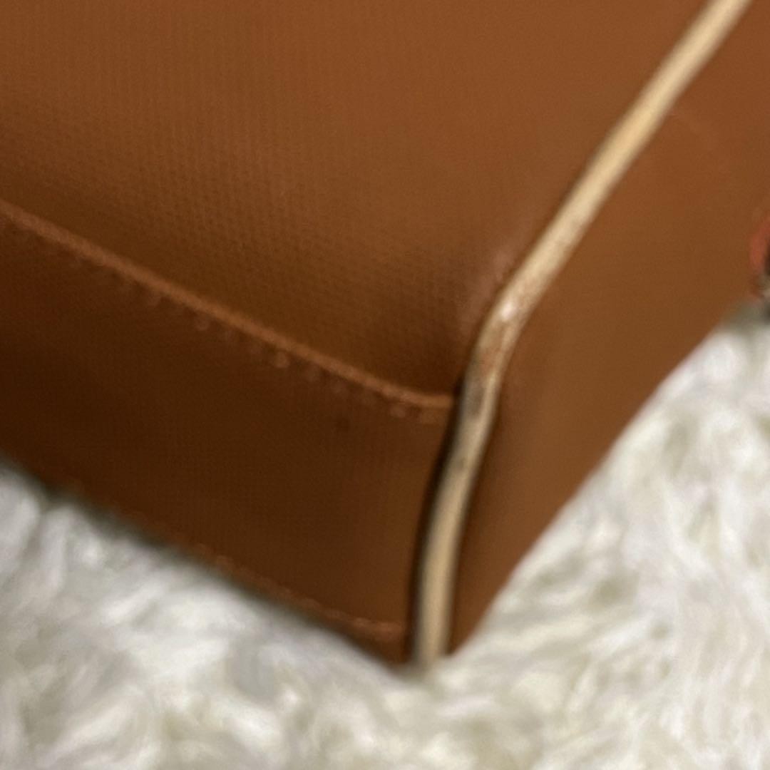 Christian Dior Hand Bag Tote Purse Canvas Leather Orange Beige Gold Authentic