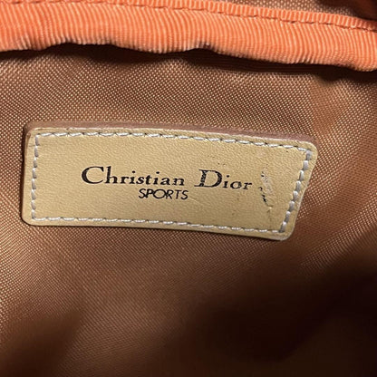 Christian Dior Hand Bag Tote Purse Canvas Leather Orange Beige Gold Authentic