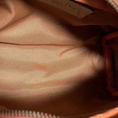 Christian Dior Hand Bag Tote Purse Canvas Leather Orange Beige Gold Authentic