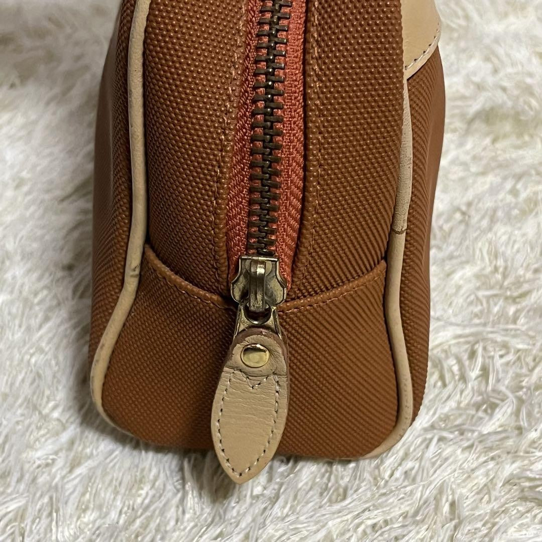 Christian Dior Hand Bag Tote Purse Canvas Leather Orange Beige Gold Authentic