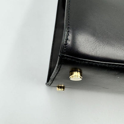 Salvatore Ferragamo handbag Tote Purse VARA RIBBON Leather Black Authentic Used