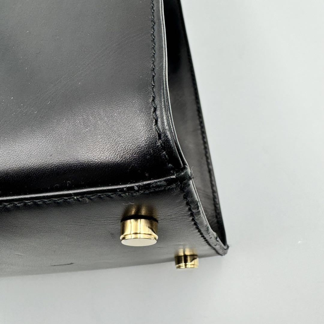Salvatore Ferragamo handbag Tote Purse VARA RIBBON Leather Black Authentic Used
