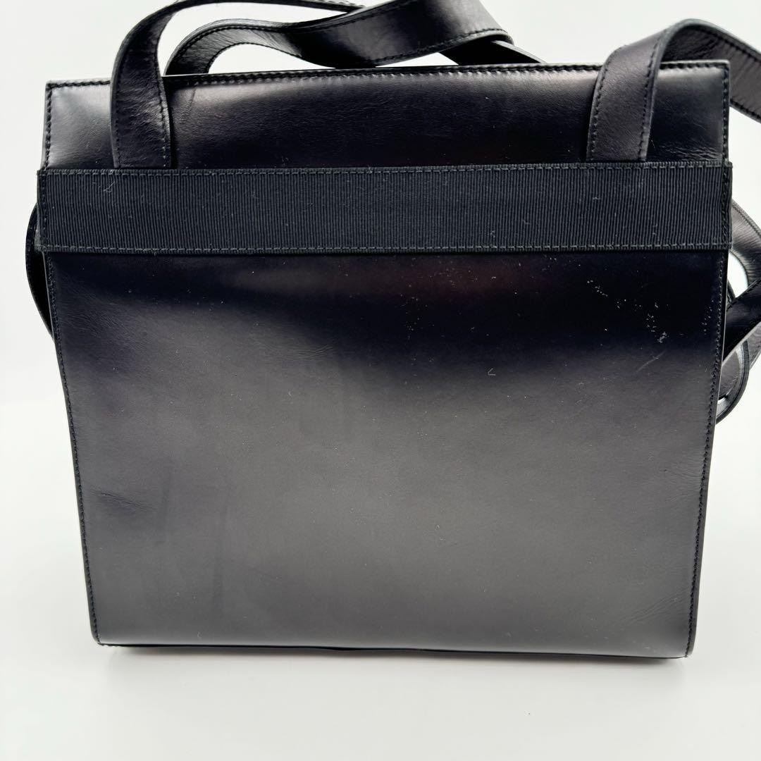 Salvatore Ferragamo handbag Tote Purse VARA RIBBON Leather Black Authentic Used