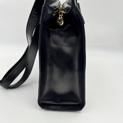 Salvatore Ferragamo handbag Tote Purse VARA RIBBON Leather Black Authentic Used