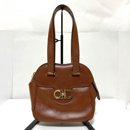 Salvatore Ferragamo handbag Purse Gancini Brown Gold Women's Used Authentic