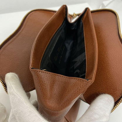 Salvatore Ferragamo handbag Purse Gancini Brown Gold Women's Used Authentic