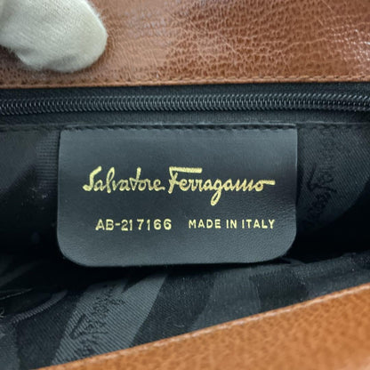 Salvatore Ferragamo handbag Purse Gancini Brown Gold Women's Used Authentic