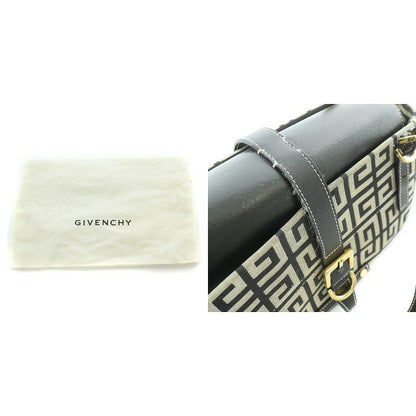 GIVENCHY Hand Bag Tote Purse 4G Canvas Leather Gray Black Authentic