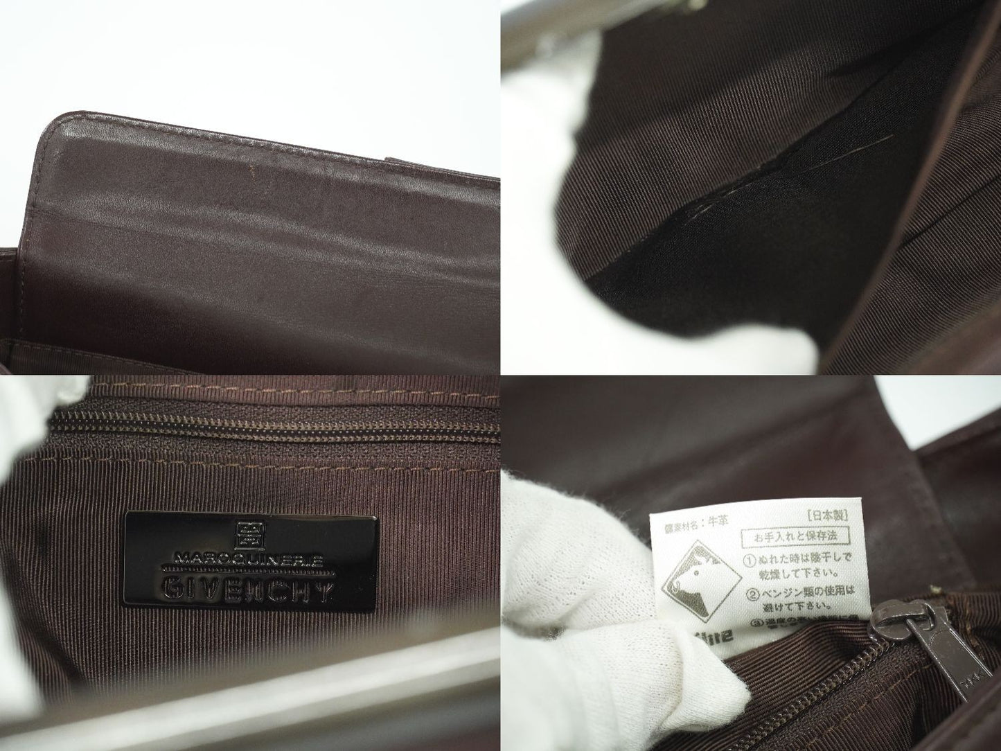 GIVENCHY Shoulder Bag Purse Hand Bag Purse Leather Brown Authentic