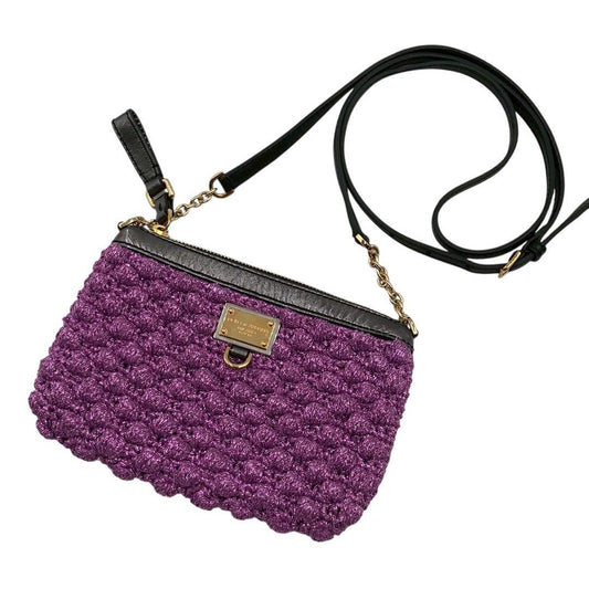 Dolce & Gabbana Shoulder Bag Purse Leopard Purple Authentic