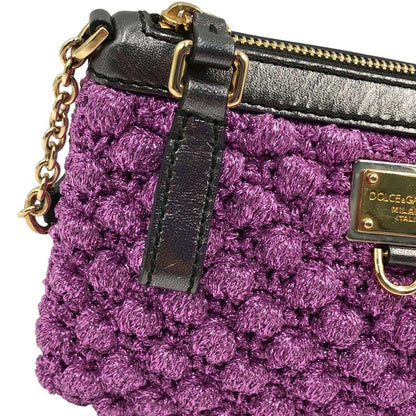 Dolce & Gabbana Shoulder Bag Purse Leopard Purple Authentic