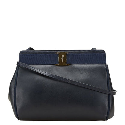 Salvatore Ferragamo VARA RIBBON Purse Shoulder bag Navy Authentic Used Women's