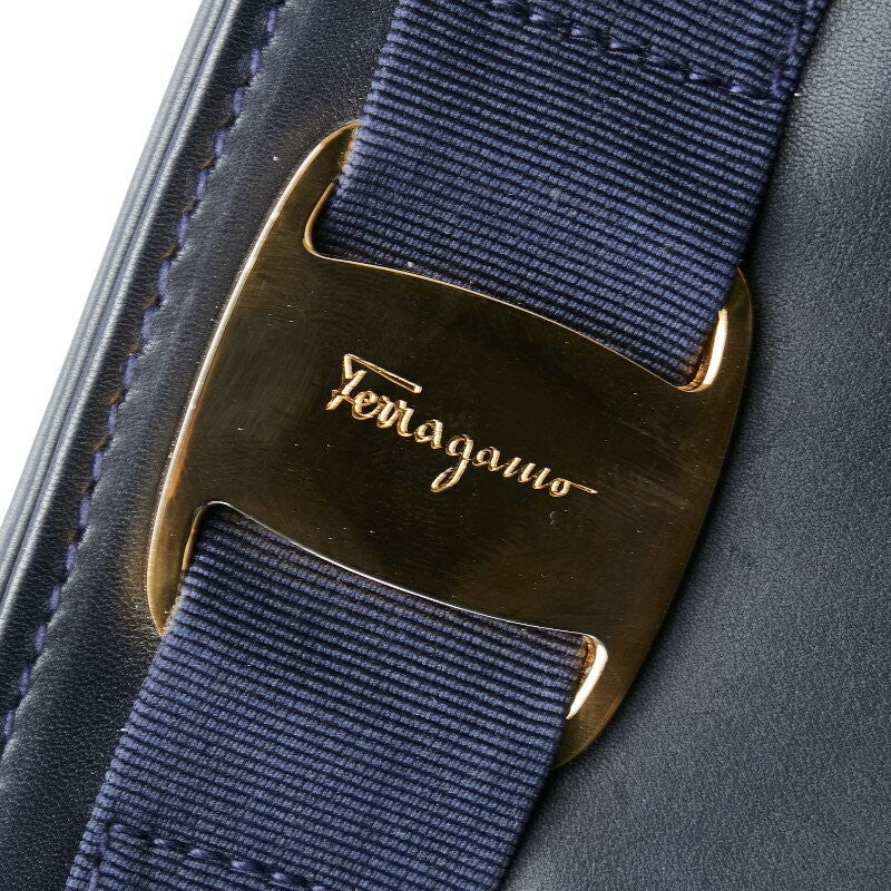 Salvatore Ferragamo VARA RIBBON Purse Shoulder bag Navy Authentic Used Women's