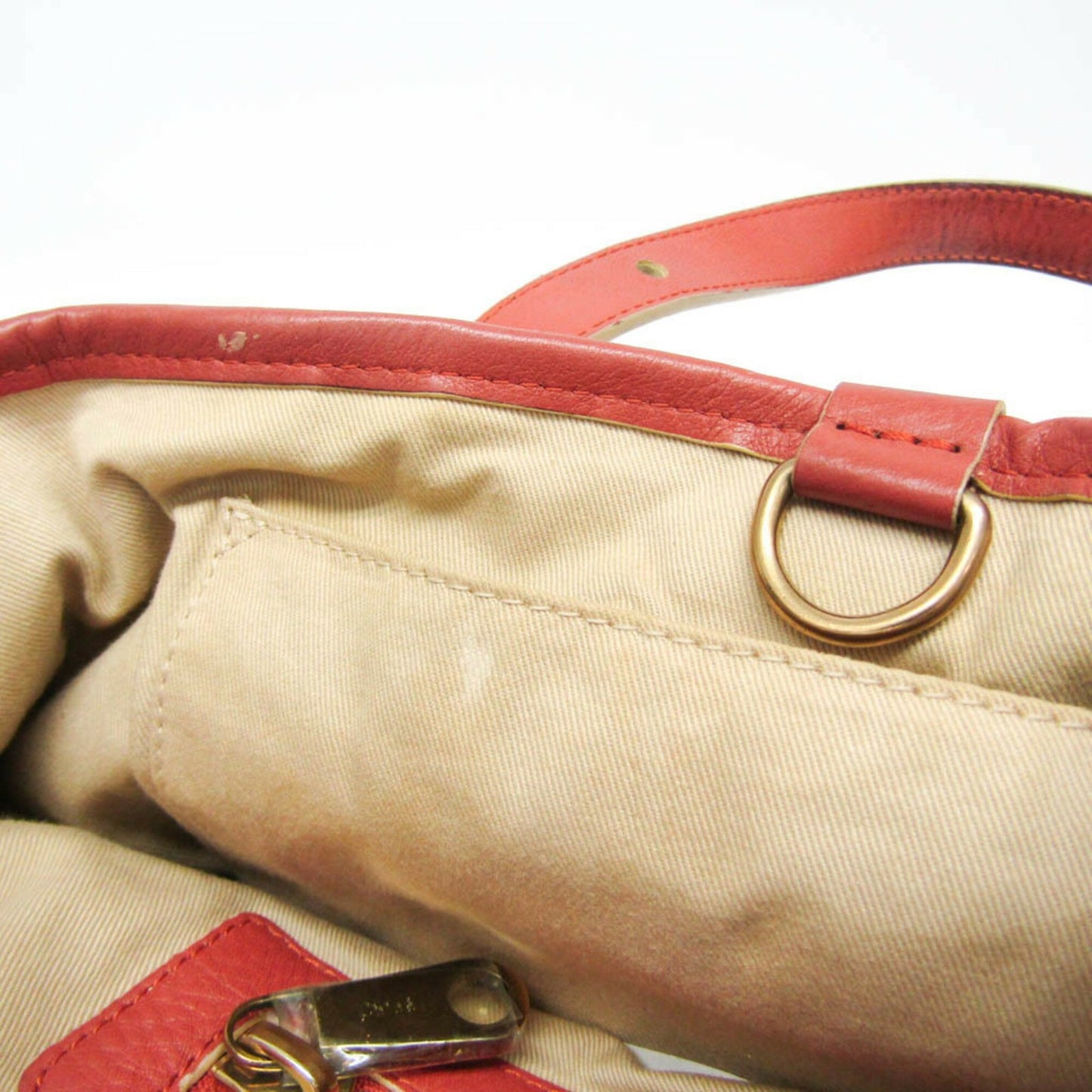 Chloe Hand Bag Tote Purse Leather Red Brown Authentic