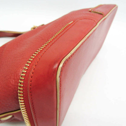 Chloe Hand Bag Tote Purse Leather Red Brown Authentic