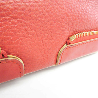 Chloe Hand Bag Tote Purse Leather Red Brown Authentic