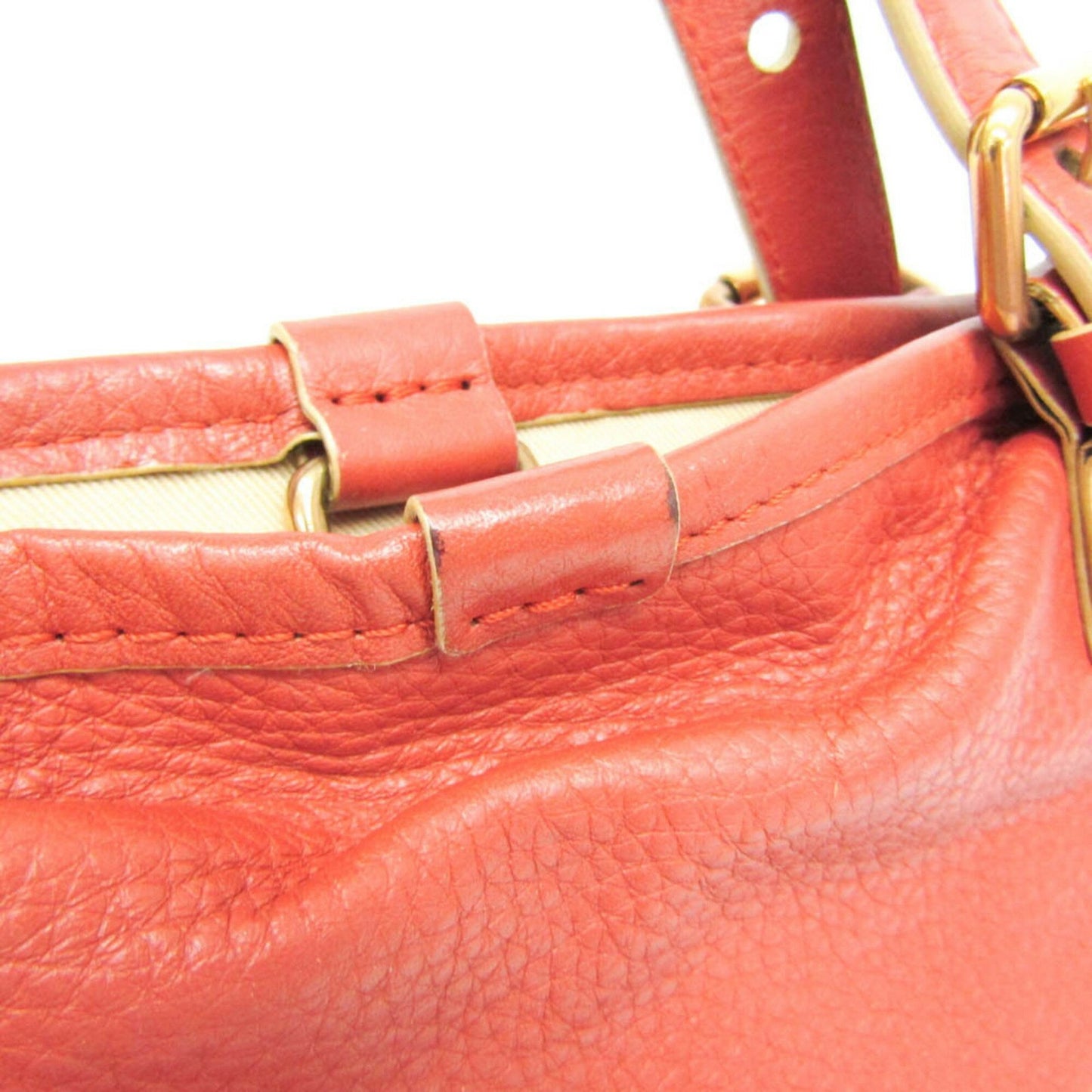 Chloe Hand Bag Tote Purse Leather Red Brown Authentic