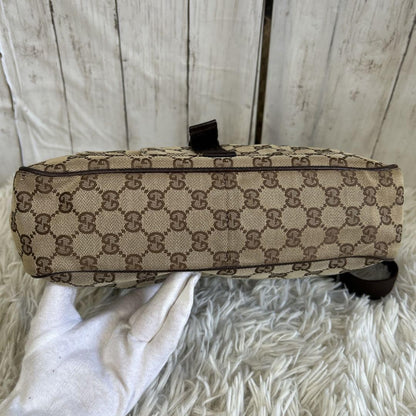 GUCCI Shoulder Bag Purse GG Canvas Leather Authentic Brown