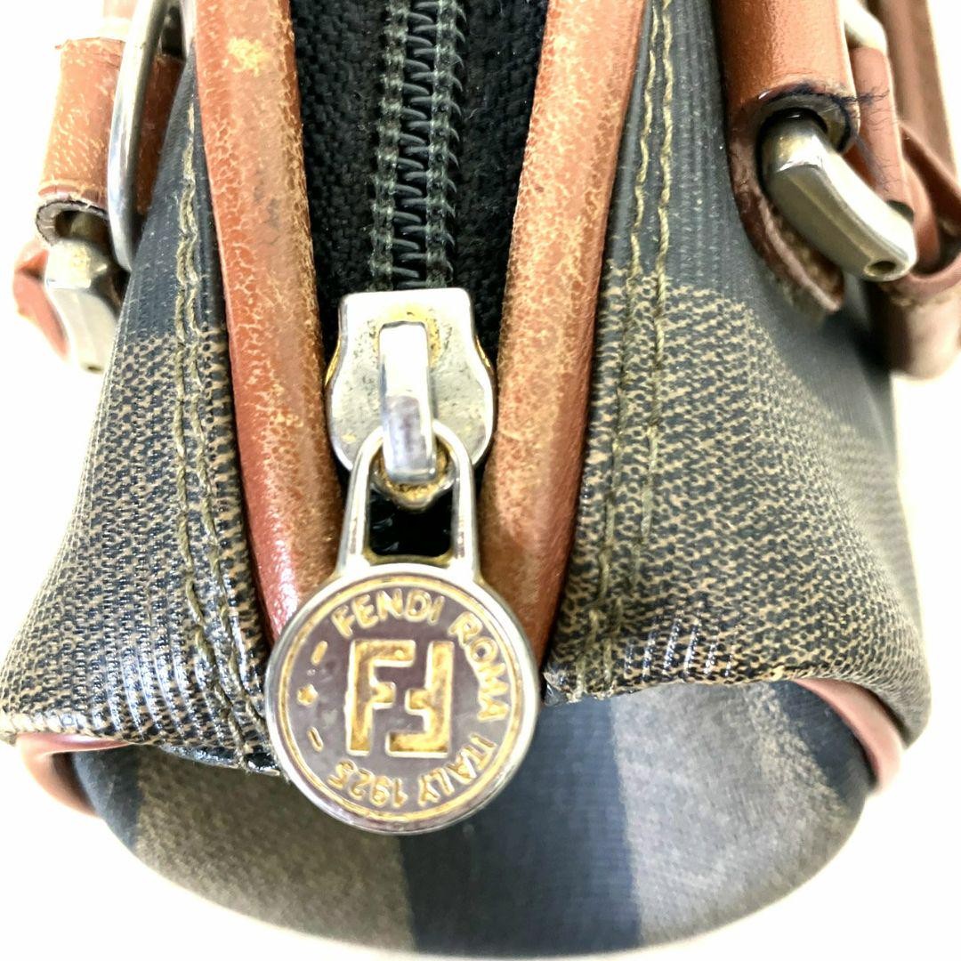 FENDI Shoulder Bag Purse FF Pecan PVC Authentic