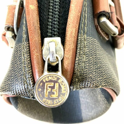 FENDI Shoulder Bag Purse FF Pecan PVC Authentic