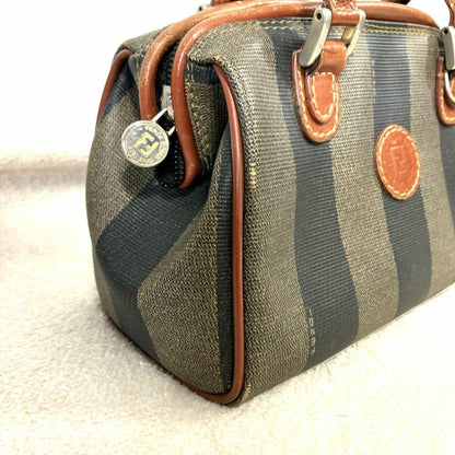 FENDI Shoulder Bag Purse FF Pecan PVC Authentic