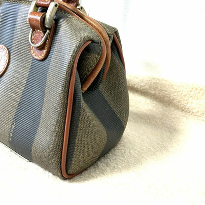 FENDI Shoulder Bag Purse FF Pecan PVC Authentic