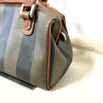 FENDI Shoulder Bag Purse FF Pecan PVC Authentic