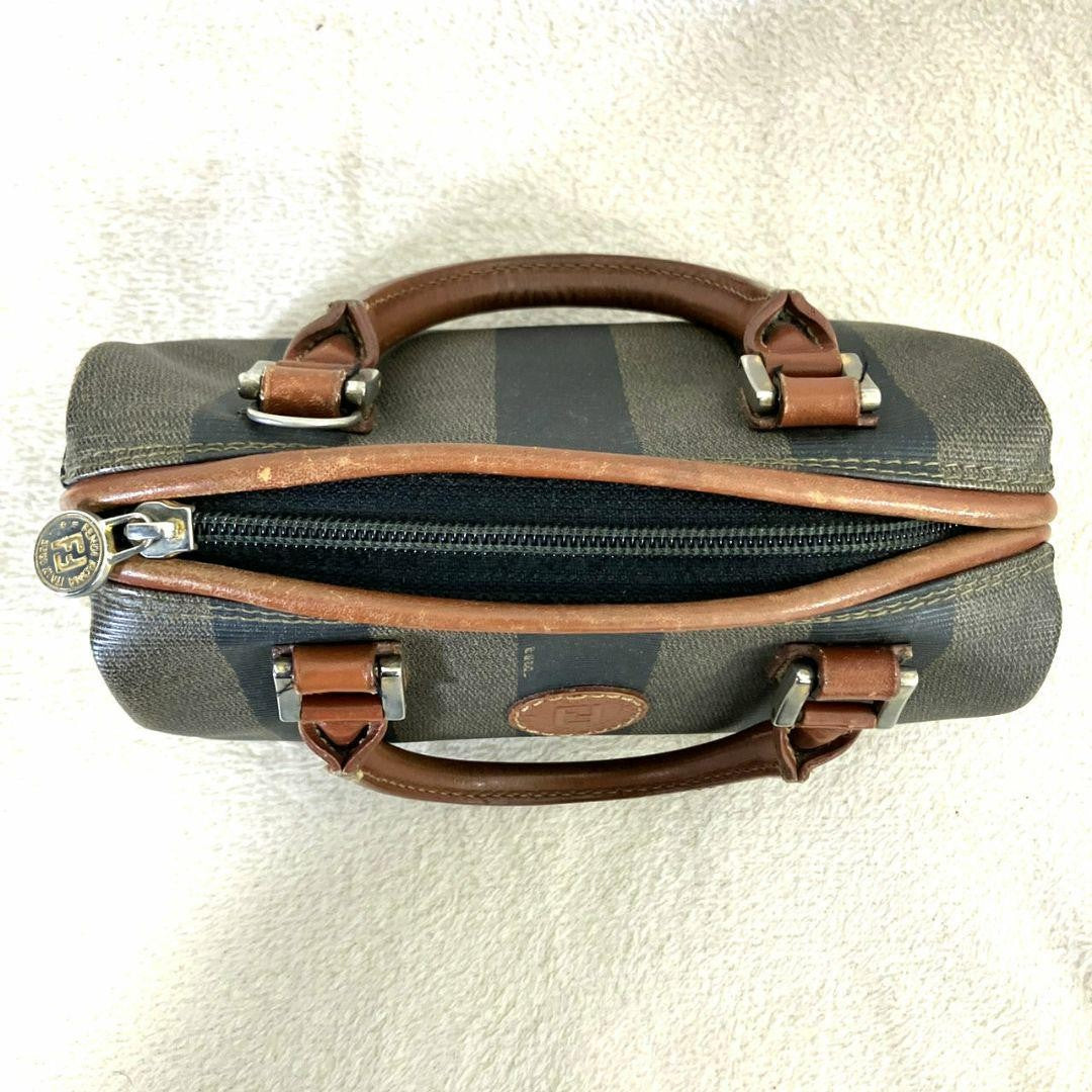FENDI Shoulder Bag Purse FF Pecan PVC Authentic