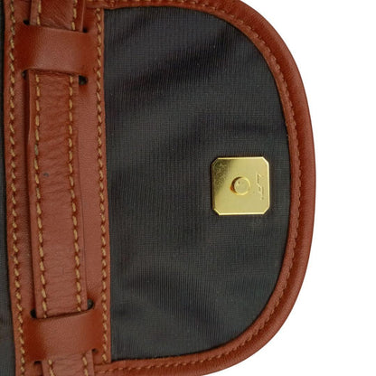 FENDI Mini Shoulder Bag Purse FF Leather Nylon Black Brown Authentic