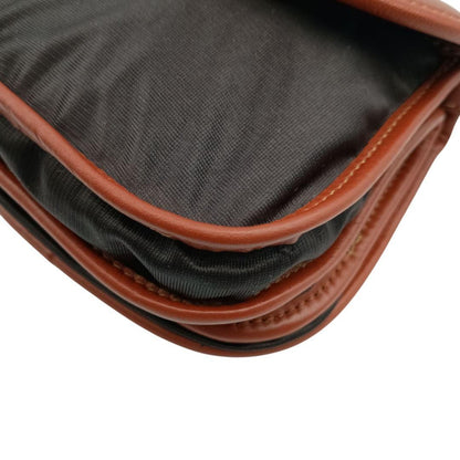 FENDI Mini Shoulder Bag Purse FF Leather Nylon Black Brown Authentic
