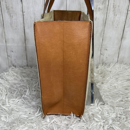 FENDI Hand Bag Tote Purse FF Zucca Canvas Leather White Authentic
