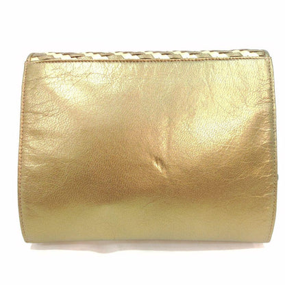 FENDI Shoulder Bag Purse FF Leather Gold Authentic