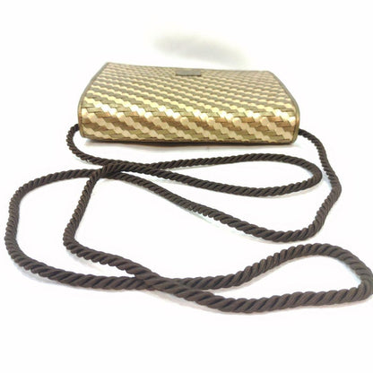 FENDI Shoulder Bag Purse FF Leather Gold Authentic