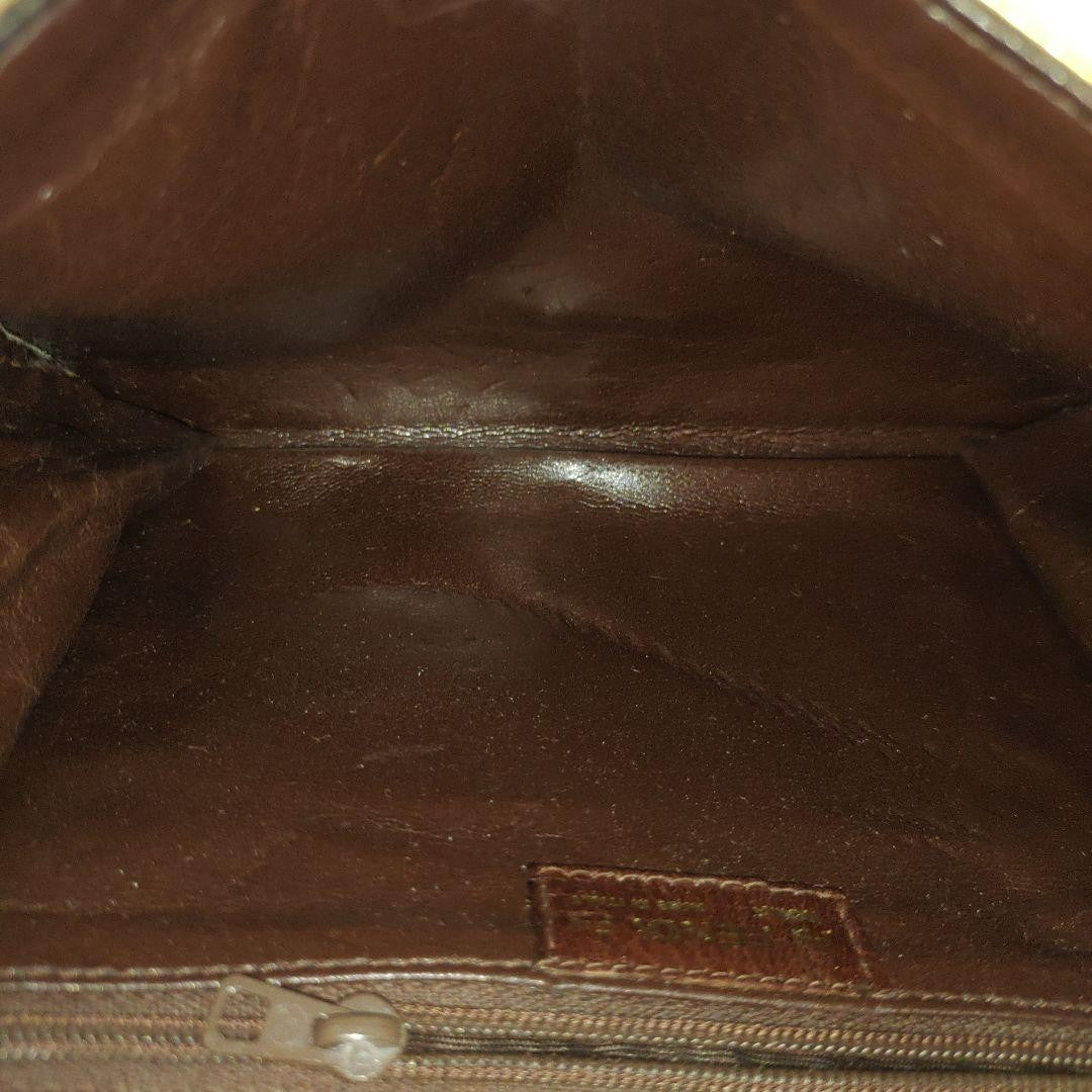 FENDI Shoulder Bag Purse FF Leather Gold Authentic