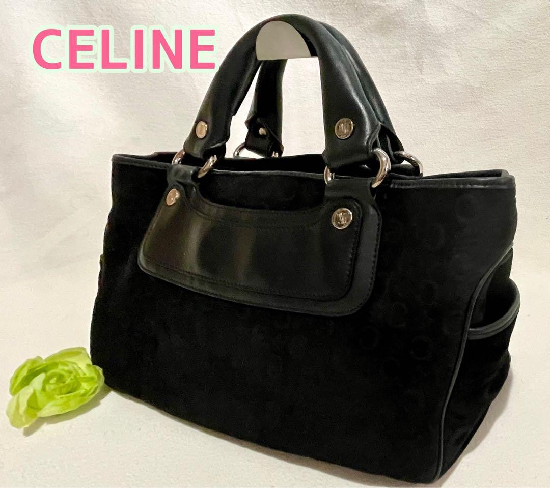 CELINE handbag Purse Boogie Bag C Macadam Triomphe Suede Leather Black Authentic