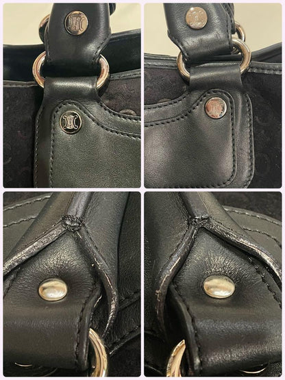 CELINE handbag Purse Boogie Bag C Macadam Triomphe Suede Leather Black Authentic