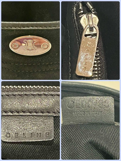 CELINE handbag Purse Boogie Bag C Macadam Triomphe Suede Leather Black Authentic