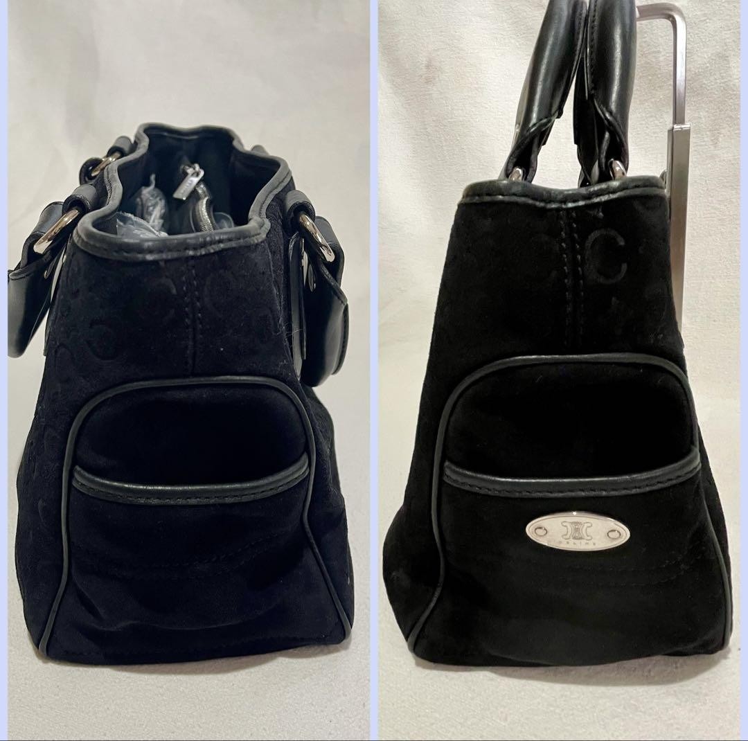 CELINE handbag Purse Boogie Bag C Macadam Triomphe Suede Leather Black Authentic