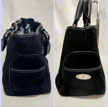 CELINE handbag Purse Boogie Bag C Macadam Triomphe Suede Leather Black Authentic