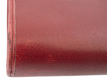 Christian Dior Shoulder Bag Purse Logo Leather Bordeaux Authentic