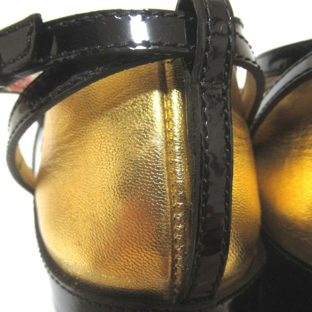 GUCCI Shoes Pumps Heel EU 36.5 US 6.5 Leather Gold Black Authentic