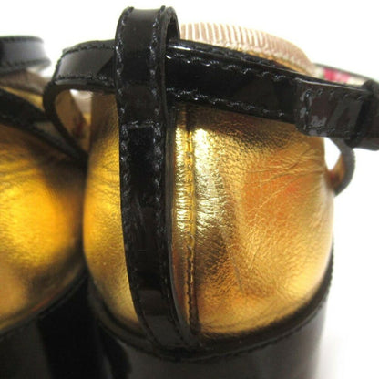 GUCCI Shoes Pumps Heel EU 36.5 US 6.5 Leather Gold Black Authentic