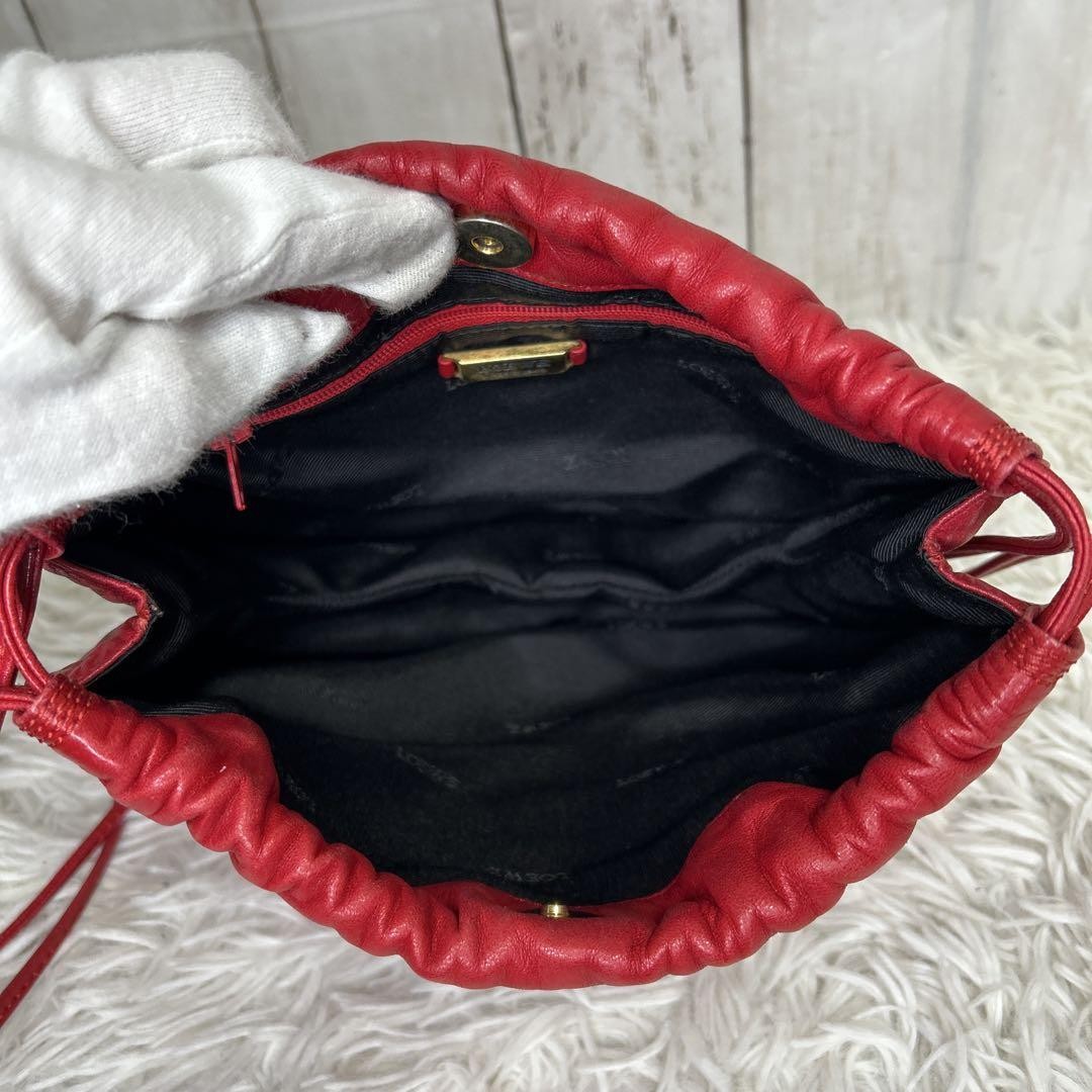 LOEWE Shoulder Bag Purse Anagram Leather Red Authentic