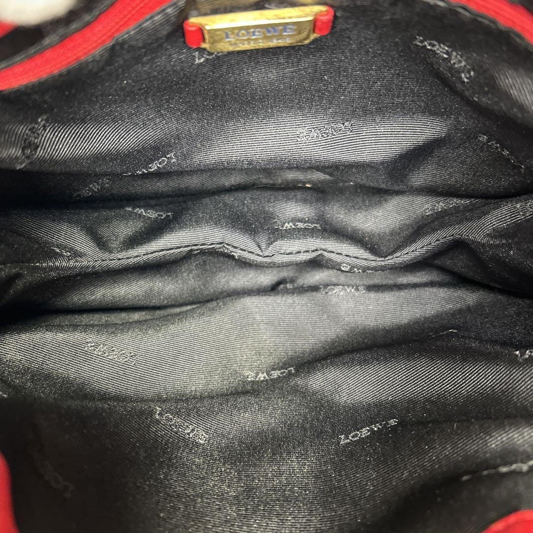 LOEWE Shoulder Bag Purse Anagram Leather Red Authentic