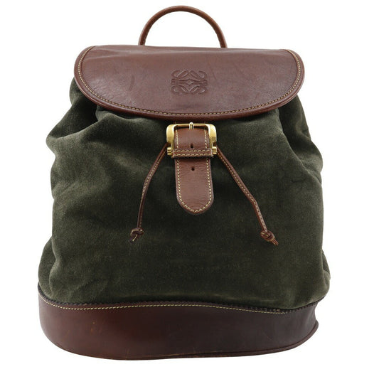 LOEWE Backpack Anagram Suede Green Authentic