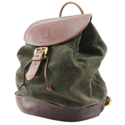 LOEWE Backpack Anagram Suede Green Authentic