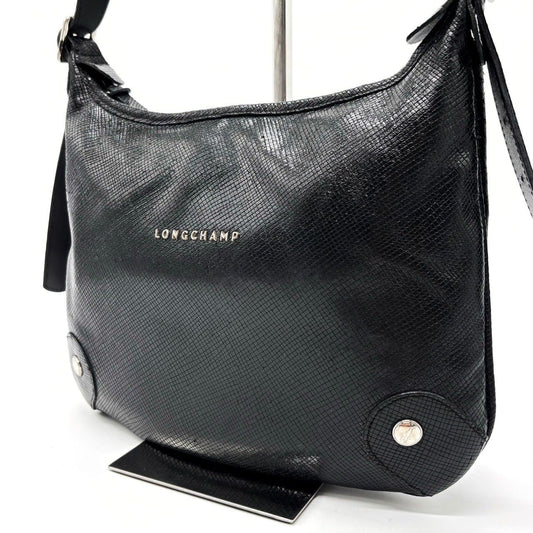 Longchamp Shoulder Bag Purse Black Authentic Leather
