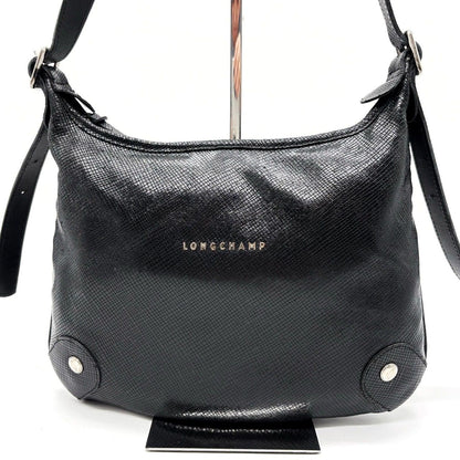 Longchamp Shoulder Bag Purse Black Authentic Leather