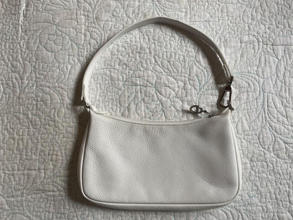 Longchamp Shoulder Bag Purse Leather White Authentic